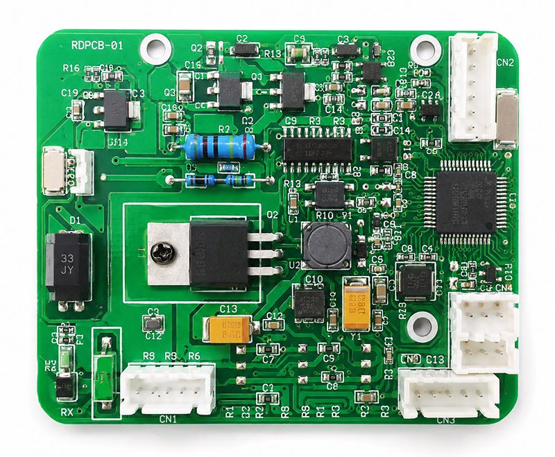 Green PCBA board manufactured through turnkey PCB assembly service